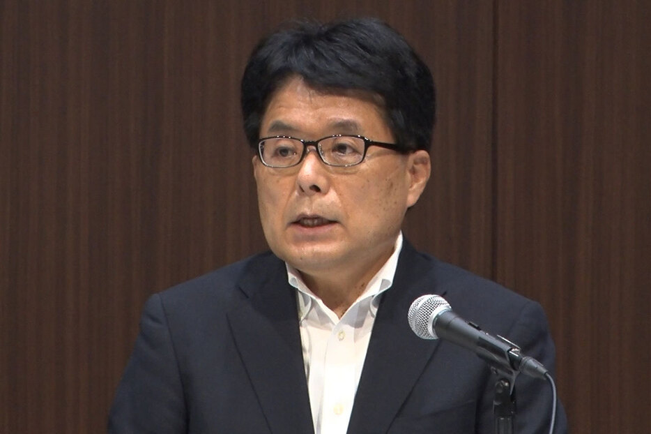 会見する日本郵政の増田寛也社長＝7月29日