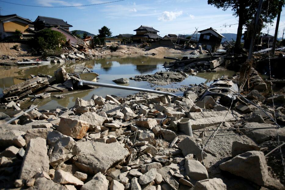 平成30年7月豪雨（西日本豪雨）で甚大な被害が生じた岡山県倉敷市真備町（写真：ロイター/アフロ）