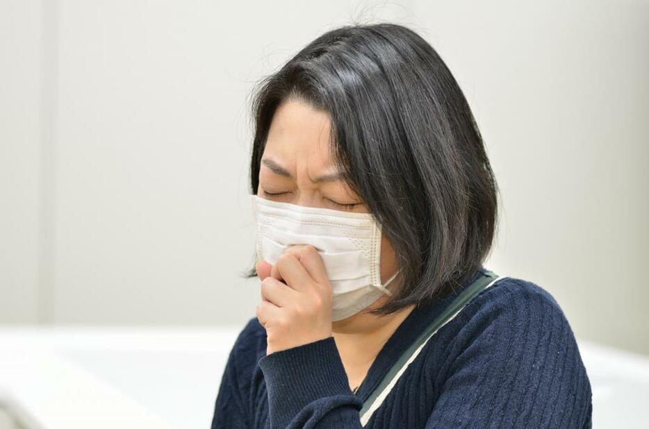 [写真]風邪で咳き込む人