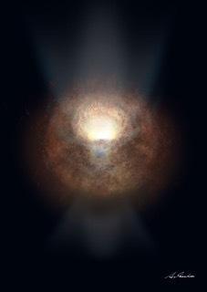 [画像]「すざく」が発見した新しいタイプのブラックホールの想像図（イラスト：池下章裕]）